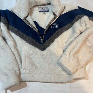 White and Blue Sherpa Penn State Pullover.  Summit kickoff collection.